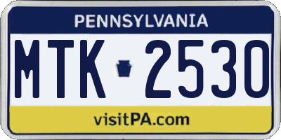 PA license plate MTK2530