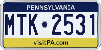 PA license plate MTK2531
