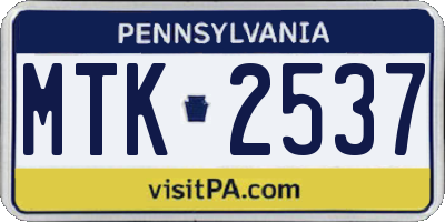 PA license plate MTK2537