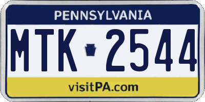 PA license plate MTK2544