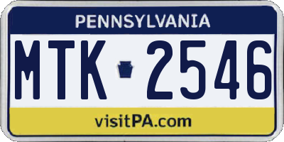 PA license plate MTK2546