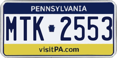 PA license plate MTK2553