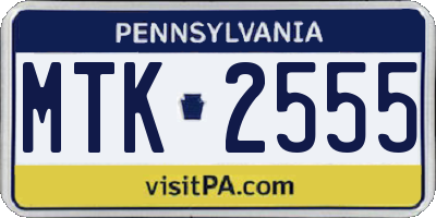 PA license plate MTK2555