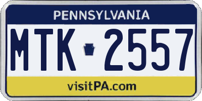 PA license plate MTK2557