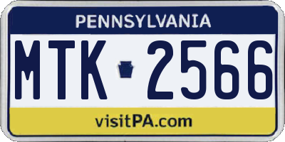 PA license plate MTK2566