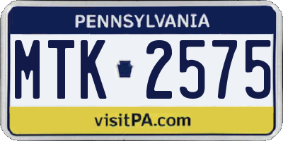 PA license plate MTK2575
