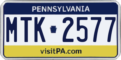 PA license plate MTK2577