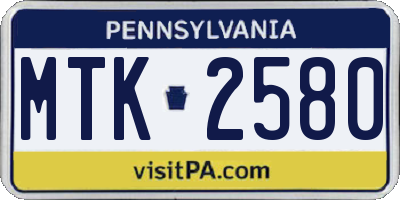 PA license plate MTK2580