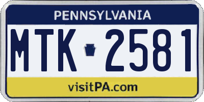PA license plate MTK2581