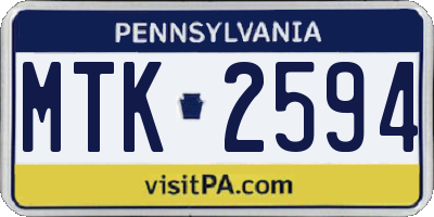 PA license plate MTK2594