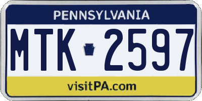 PA license plate MTK2597