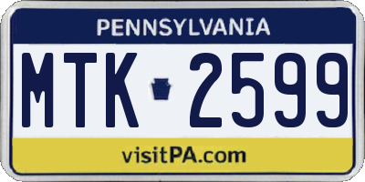 PA license plate MTK2599
