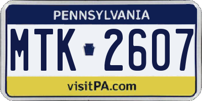 PA license plate MTK2607