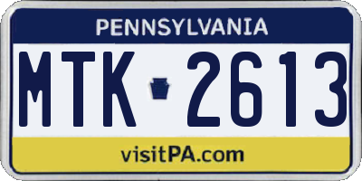 PA license plate MTK2613