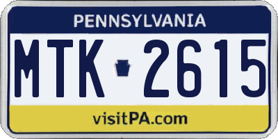 PA license plate MTK2615