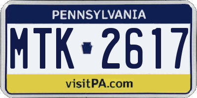 PA license plate MTK2617