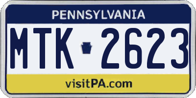 PA license plate MTK2623