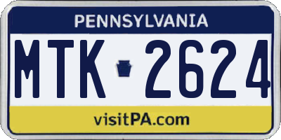 PA license plate MTK2624