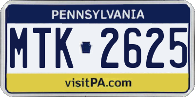 PA license plate MTK2625