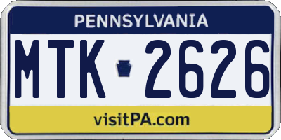 PA license plate MTK2626
