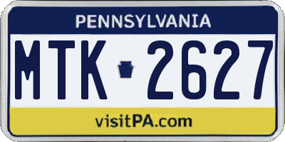 PA license plate MTK2627