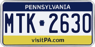 PA license plate MTK2630