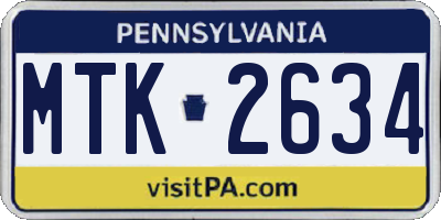 PA license plate MTK2634