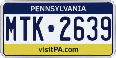 PA license plate MTK2639