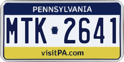 PA license plate MTK2641