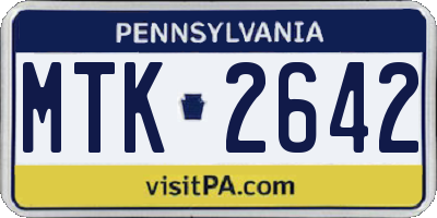 PA license plate MTK2642