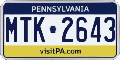 PA license plate MTK2643