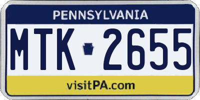 PA license plate MTK2655