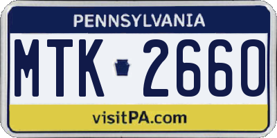 PA license plate MTK2660