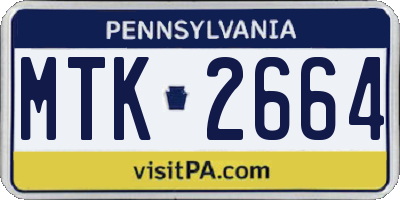 PA license plate MTK2664