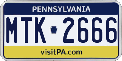 PA license plate MTK2666