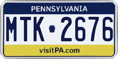 PA license plate MTK2676
