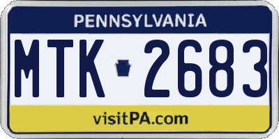 PA license plate MTK2683