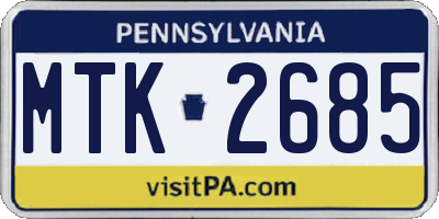 PA license plate MTK2685