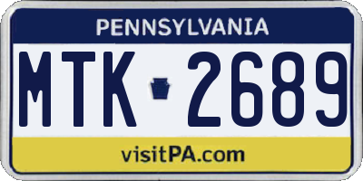 PA license plate MTK2689
