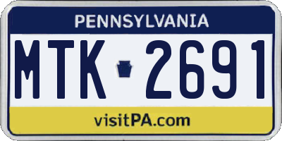 PA license plate MTK2691
