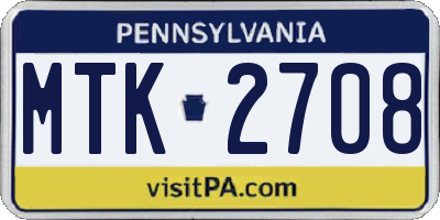 PA license plate MTK2708