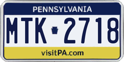 PA license plate MTK2718