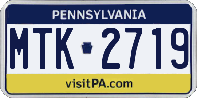 PA license plate MTK2719