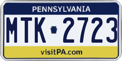 PA license plate MTK2723
