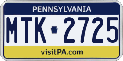 PA license plate MTK2725