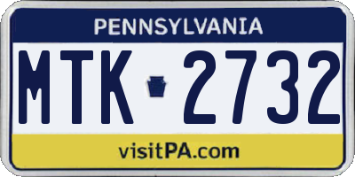 PA license plate MTK2732