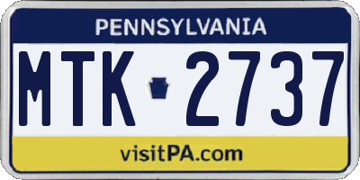 PA license plate MTK2737