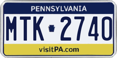 PA license plate MTK2740