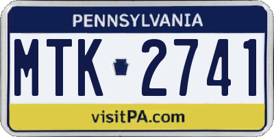 PA license plate MTK2741