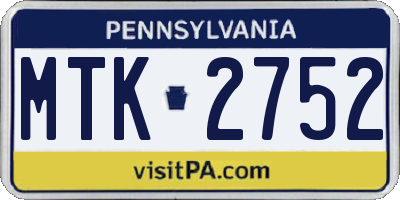 PA license plate MTK2752